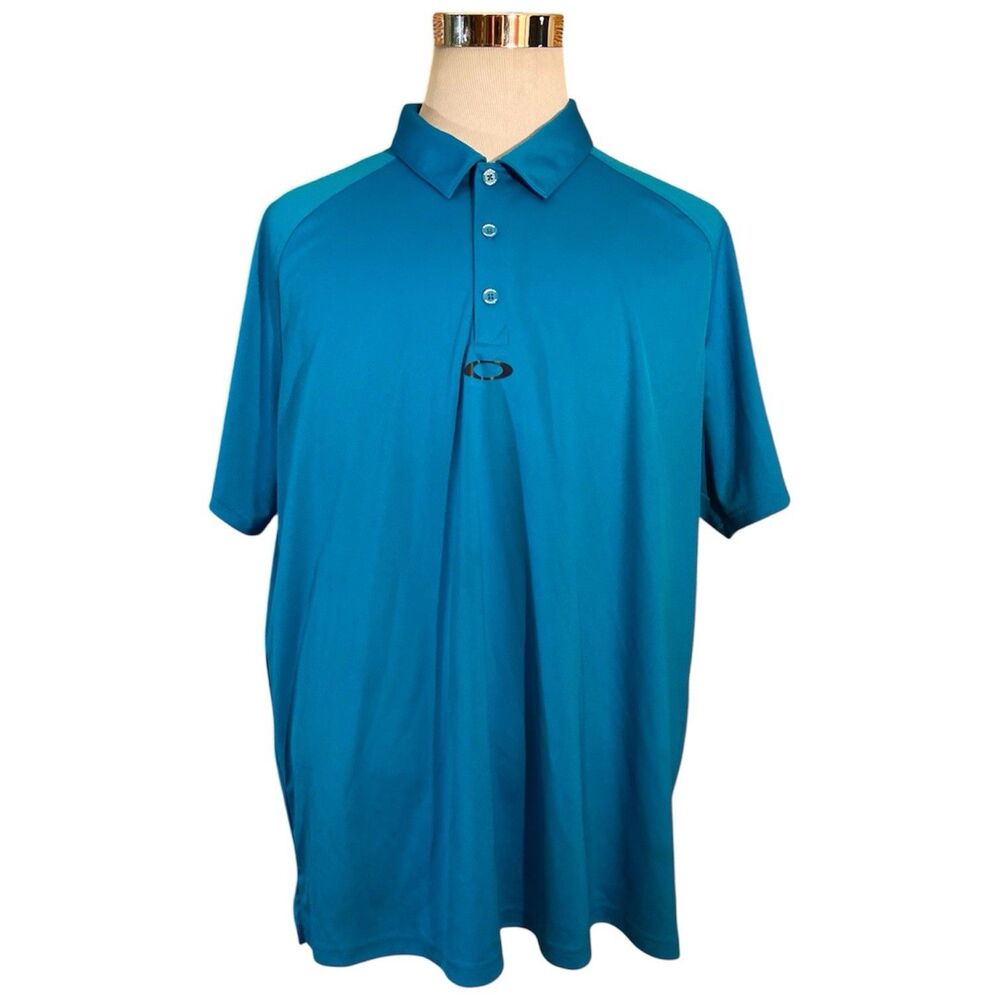 Oakley Polo Shirt Men’s 2XL Teal Blue Short Sleeve Golf Shirt